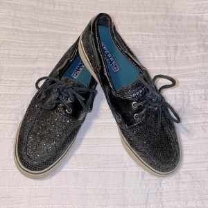 Sperry Top-Slider size 7 black sparkles